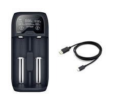 Solight DN27 Batterieladegerät / Li- ION & LiFePO4 & Ni-MH / CD & AA & AAA, 18650 / 2000mA / 2 Kanäle / LCD-Display