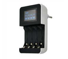 Solight DN25 Ladegerät mit LCD-Display / AC 230V / 450mA / 4 Kanäle / AA & AAA / Mikroprozessorgesteuert