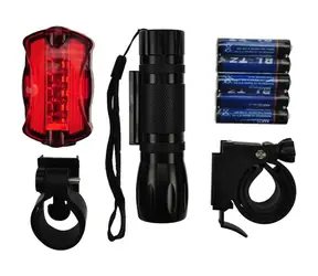 Solight WL19 Set Fahrradbeleuchtung / vorne 3W LED + hinten 5x LED / 2x Halterung / 5x AAA Batterien