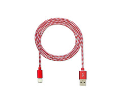 CUBE1 Nylon-Datenkabel USB - USB-C / 2m / rot