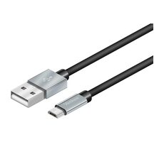 YENKEE YCU 222 Kabel USB-A auf Micro-USB schwarz-silber / MM / Länge 2m / 2,1 A