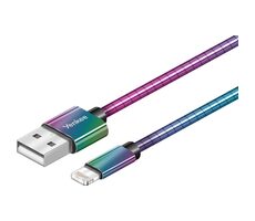 YENKEE YCU 651 USB 2.0 auf Lightning Kabel Regenbogen / Länge 1m / Stahlgeflechtkabel / 2,4A