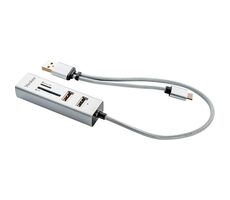 YENKEE YHC 103SR USB C OTG HUB+Leser weiß / 3x USB 2.0 / 1x USB-C / MicroSD- und SD-Kartenleser