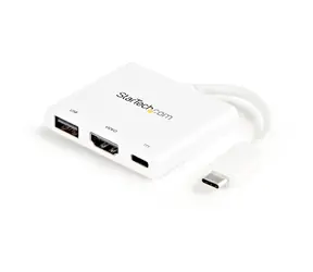 StarTech Multiport Videoadapter USB-C auf HDMI 2.0 & USB-A & PowerDelivery 60W weiß / 4K 30Hz / Thunderbolt 3