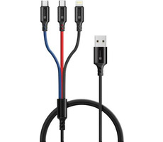 Connect IT Wirez 3in1 USB-C & Micro USB & Lightning 1,2 m schwarz / 2A / USB-A(M) / USB-C(M) / Micro-USB(M) / Lightning(M)