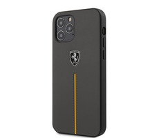 Ferrari Off Track Lederhülle für Apple iPhone 12 & 12 Pro Grau