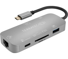 Terratec Connect C8 USB-C / 1x USB-A 3.0 / 1x USB-C PD (100W) / 1x GLAN / SD&Micro-SD-Leser