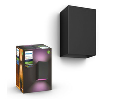 Philips Hue Resonate LED 2x8W schwarz / Außenwandleuchte / 1200lm / 2000-6500K / RGBW / IP44