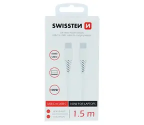 Swissten Datenkabel TPE USB-C & USB-C 1,5m weiß / STROMVERSORGUNG 5A (100W) 