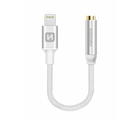 Swissten TEXTILE Audio-Adapter Lightning - 3,5-mm-Klinke 0,15 m Silber
