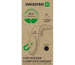 Swissten Easy MOUNT schwarz (ECO-VERPACKUNG) / Magnetische Autohalterung aus Metall
