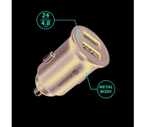Swissten METAL CL Adapter 2x USB 4,8A schwarz