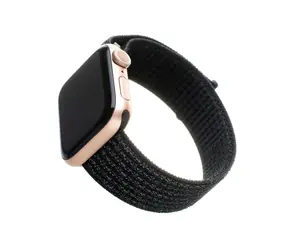 FIXED Nylonarmband Nylonarmband für Apple Watch 44 mm und Watch 42 mm, reflektierendes Schwarz