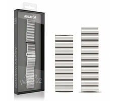 Aligator Metallarmband 22 mm silber