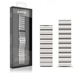 Aligator Metallarmband 22 mm silber