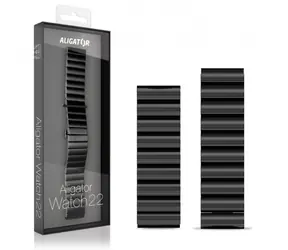 Aligator Metallarmband 22 mm schwarz