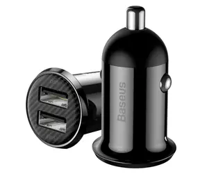 Baseus CCALLP-01 Grain Pro Dual USB Autoladegerät schwarz / 5V / 2,4A / 2x USB-A / für Zigarettenanzünder im Auto