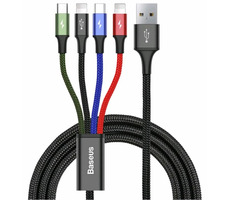 Baseus CA1T4-A01 Fast 4in1 schwarz / Kabel 2x Lightning / USB-C / MicroUSB 3,5A / 1,2m