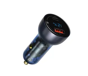 Baseus CCKX-C0G Besonderes Digitaldisplay Dual-USB-Autoladegerät grau / 65W / 1x USB-A + 1x USB-C / 5A