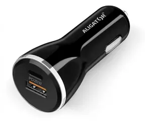 Aligator USB Autoladegerät schwarz weiß / USB-C / USB-A / 20W / Power Delivery 