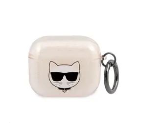 Karl Lagerfeld TPU Glitter Choupette Head Case für Airpods 3 Gold