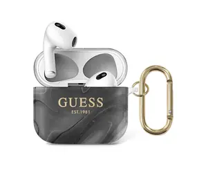 Guess TPU Shiny Marble Case für Apple Airpods 3 schwarz