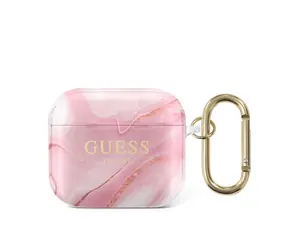 Guess TPU Shiny Marble Case für Apple Airpods 3 rosa