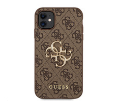 Guess PU 4G Metall Logo -Rückseite für Apple iPhone 11 braun