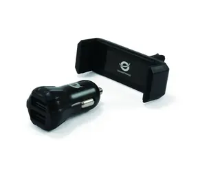 Conceptronic CUSBCAR2AKIT Kit schwarz / Ladegerät (12V&24V) 2x USB-A / universelle Telefonhalterung