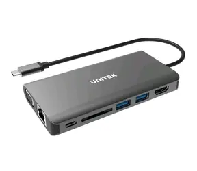 Unitek D1019A 8in1 / Dockingstation / 1x DVI-I / 1x HDMI / 1x DP / LAN / USB