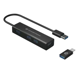 Conceptronic HUBBIES06B USB-A-Hub + USB-C-auf-USB-A-Adapter / 4X USB-A 3.0