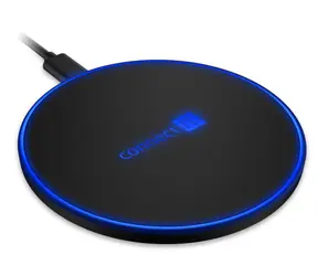Connect IT WiFast schwarz / kabelloses Qi-Ladegerät / 10 W / MicroUSB / LED-Anzeige / Schnellladung