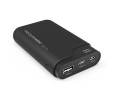 RealPower PB-7500C schwarz / Powerbank 7500 mAh / USB & USB-C / 5V / 2,1A
