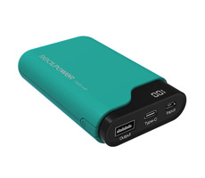 RealPower PB-7500C grün / Powerbank 7500 mAh / USB & USB-C / 5V / 2,1A
