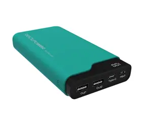RealPower PB-15000C grün / Powerbank 15000 mAh / USB & USB-C / 5V / 2,1A