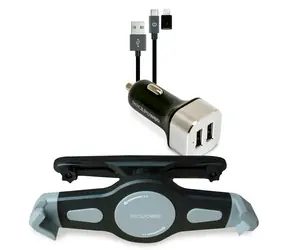 RealPower Tablet Car Set / Tablet-Halterung und 2-Port-USB-Ladegerät / Micro-USB auf Lightning