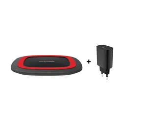 RealPower FreeCharge-10 schwarz-rot / Kabelloses Smartphone-Ladegerät / 10W