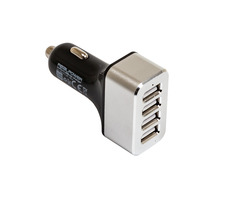 RealPower 195445 USB-Autoladegerät schwarz / 5x USB/ 2400 mA