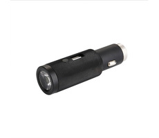 RealPower 219736 Taschenlampe USB-Autoladegerät schwarz / 1x USB/ 2400 mA