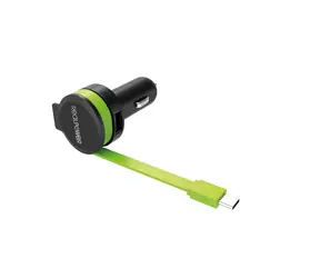 RealPower 257636 C USB-Ladegerät mit Autokabel schwarz / 2x USB/ 2400 mA