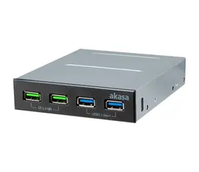 Akasa AK-ICR-34 / 3,5"-Adapter 2x USB 3.1 Gen1 / 2x Lade-USB / Quick Charge 3.0
