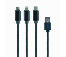 Gembird CC-USB2-AM31-1M USB-A Stromkabel 3in1 / 1x microUSB (M) / 1x USB-C (M) / 1x Lightning (M)