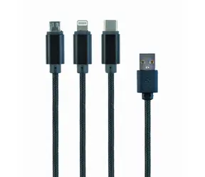Gembird CC-USB2-AM31-1M USB-A Stromkabel 3in1 / 1x microUSB (M) / 1x USB-C (M) / 1x Lightning (M)