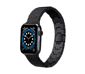 Pitaka Kohlefaserarmband für Apple Watch 45 & 44 & 42 mm schwarz