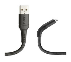 SBS unzerbrechliches Kevlar-Kabel USB - microUSB 1 m schwarz