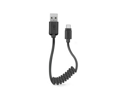 SBS Spiralkabel USB - USB-C 0,5m schwarz