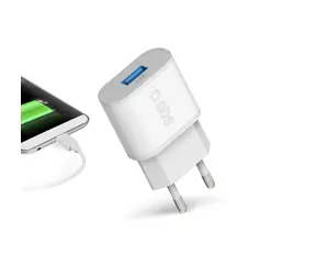 SBS Reiseadapter mit Schnellladefunktion, 1x USB, 2100 mAh, weiß