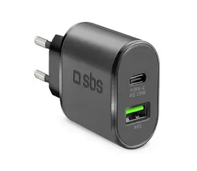 SBS Reiseadapter USB AFC & USB-C PD 25W schwarz