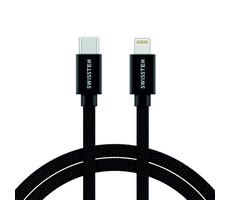 Swissten TEXTILE Datenkabel USB-C - LIGHTNING 2m schwarz