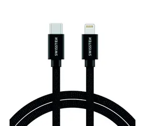 Swissten TEXTILE Datenkabel USB-C - LIGHTNING 2m schwarz
